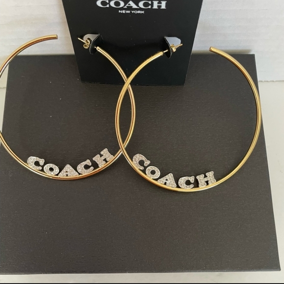 Coach Pavé Coach Large Hoop Earrings - Picture 7 of 7